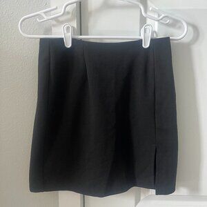 Black Fitted Mini Skirt with Side Slit